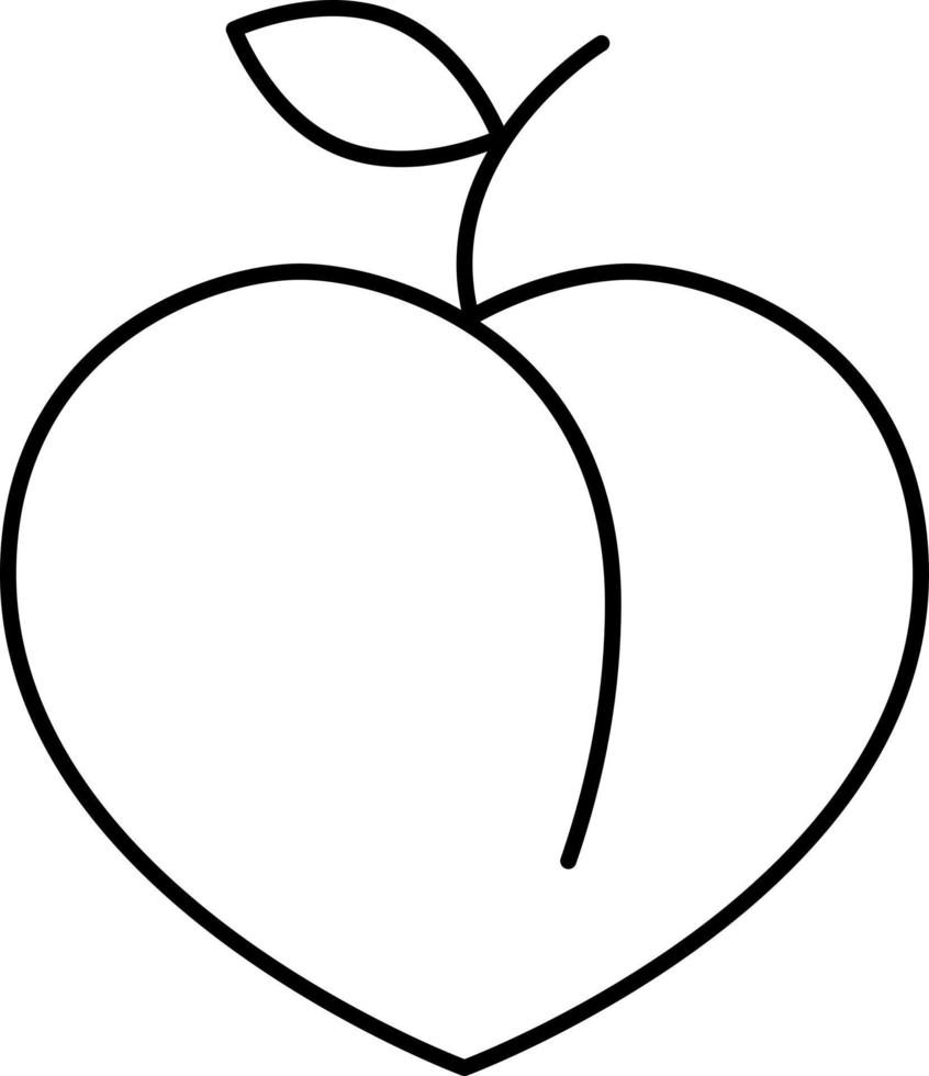 Peach Outline Icon Fruit Vector