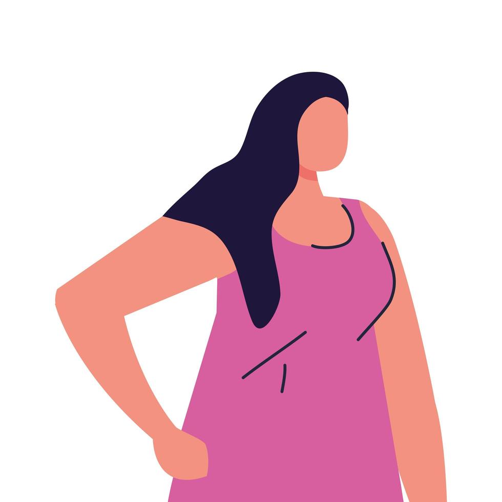 young woman faceless on white background vector