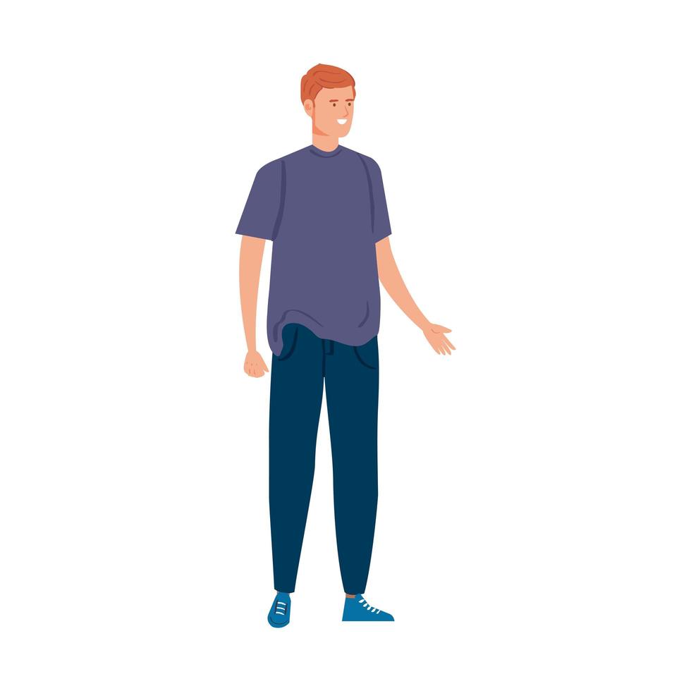 young man handsome with casual clothes on white background vector