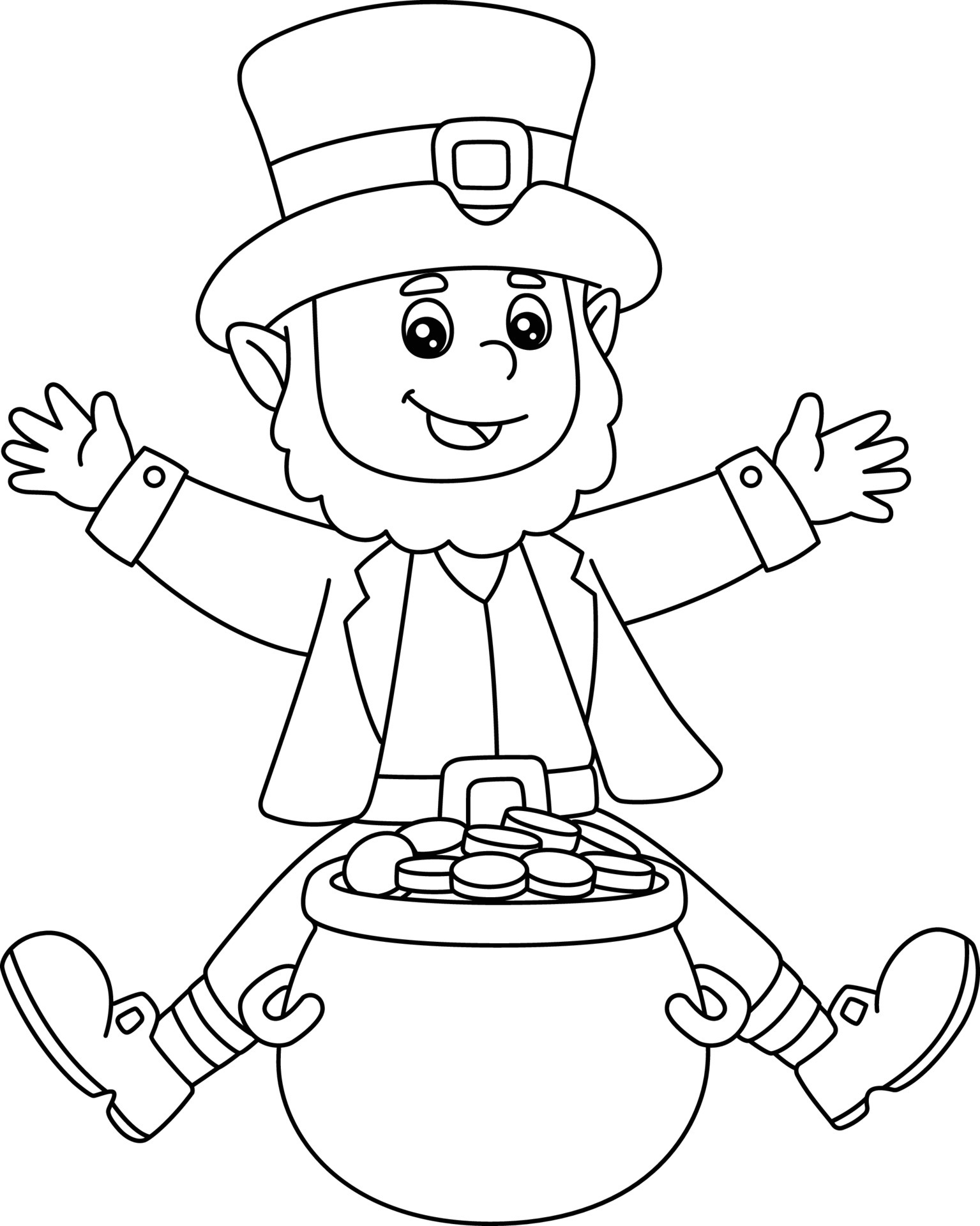 St. Patricks Day Leprechaun Coloring Page for Kids 20 Vector ...