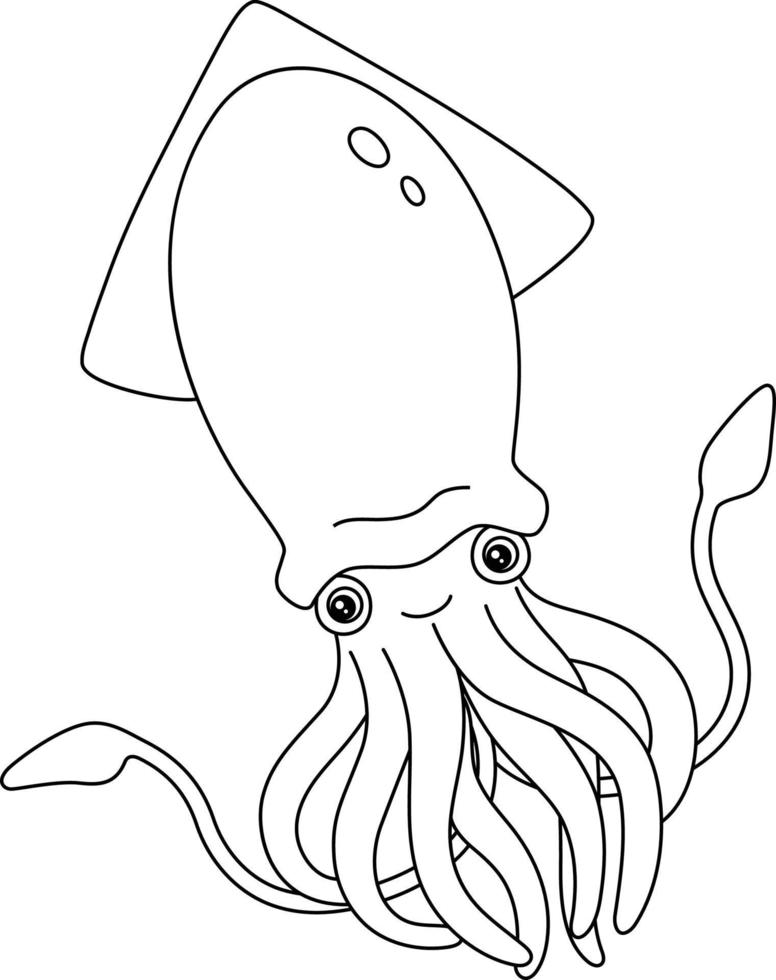 Giant Squid Coloring Page Isolated for Kids vector