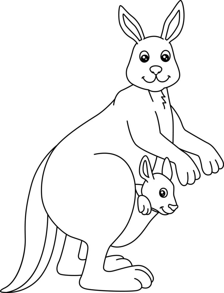 Kangaroo Coloring Page Isolated for Kids vector