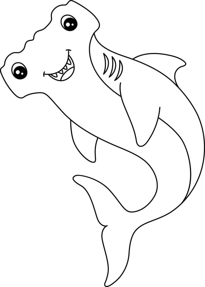 Hammerhead Shark Coloring Page Isolated for Kids vector