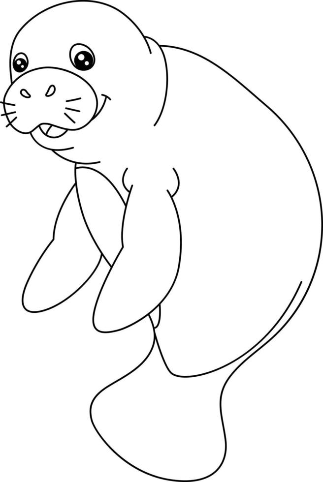 Manatee Coloring Page Isolated for Kids vector