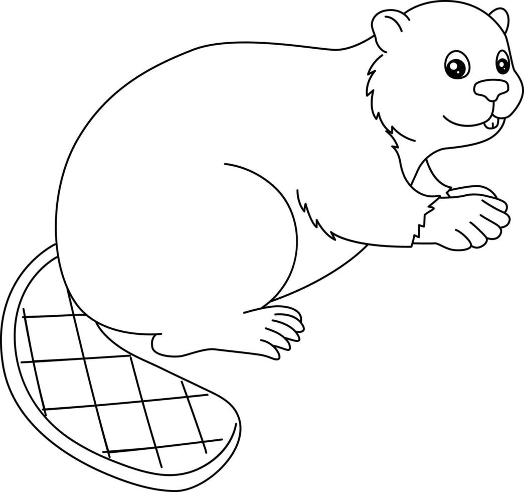Beaver Coloring Page Isolated for Kids vector
