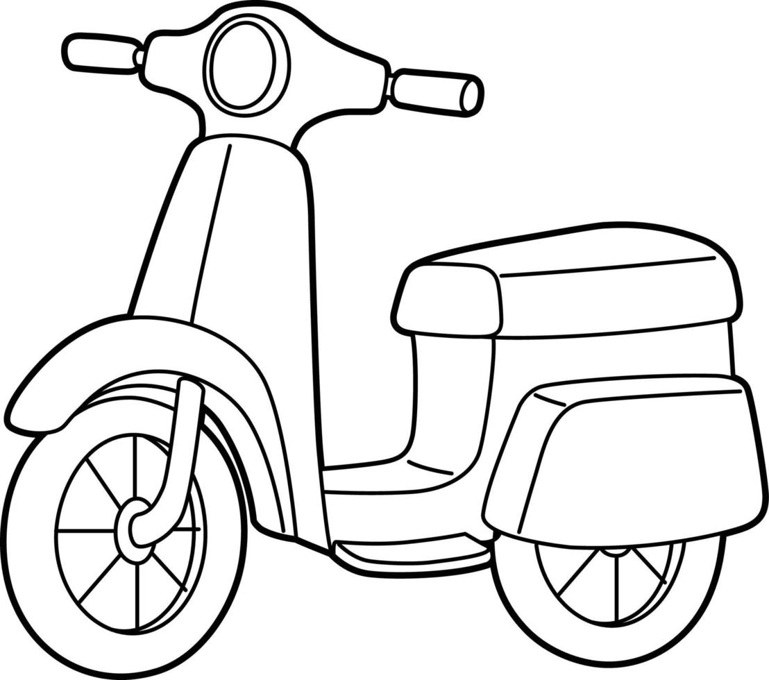 Scooter Coloring Page Isolated for Kids vector