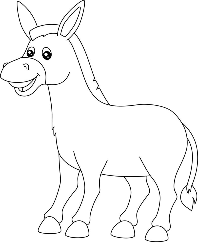 Donkey Coloring Page Isolated for Kids vector
