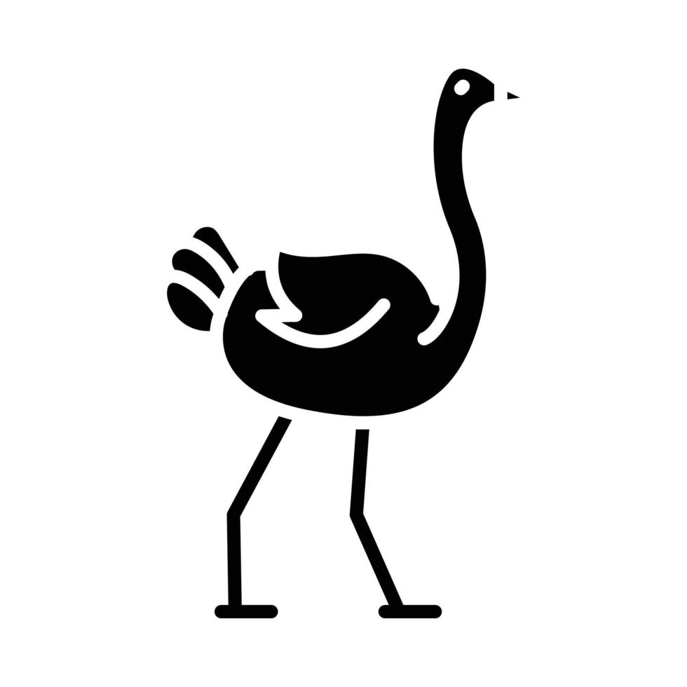 Ostrich Glyph Icon Animal Vector