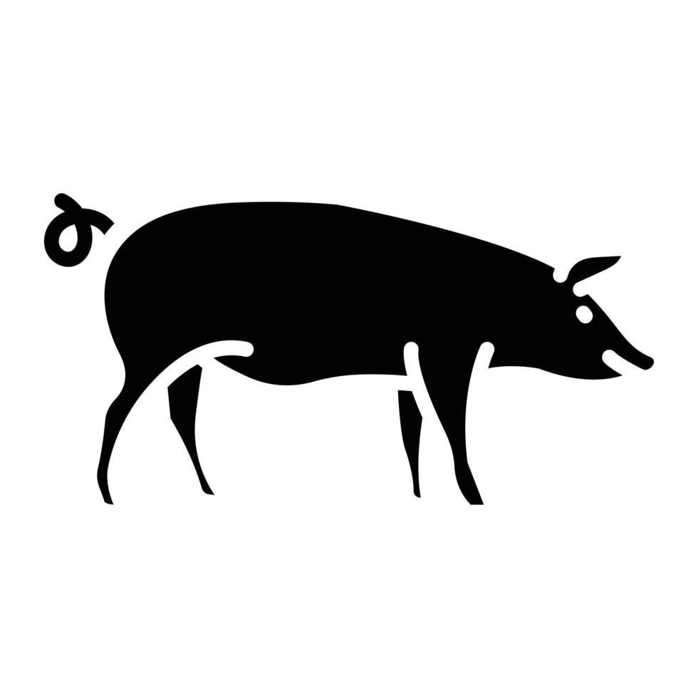 Pig Glyph Icon Animal Vector
