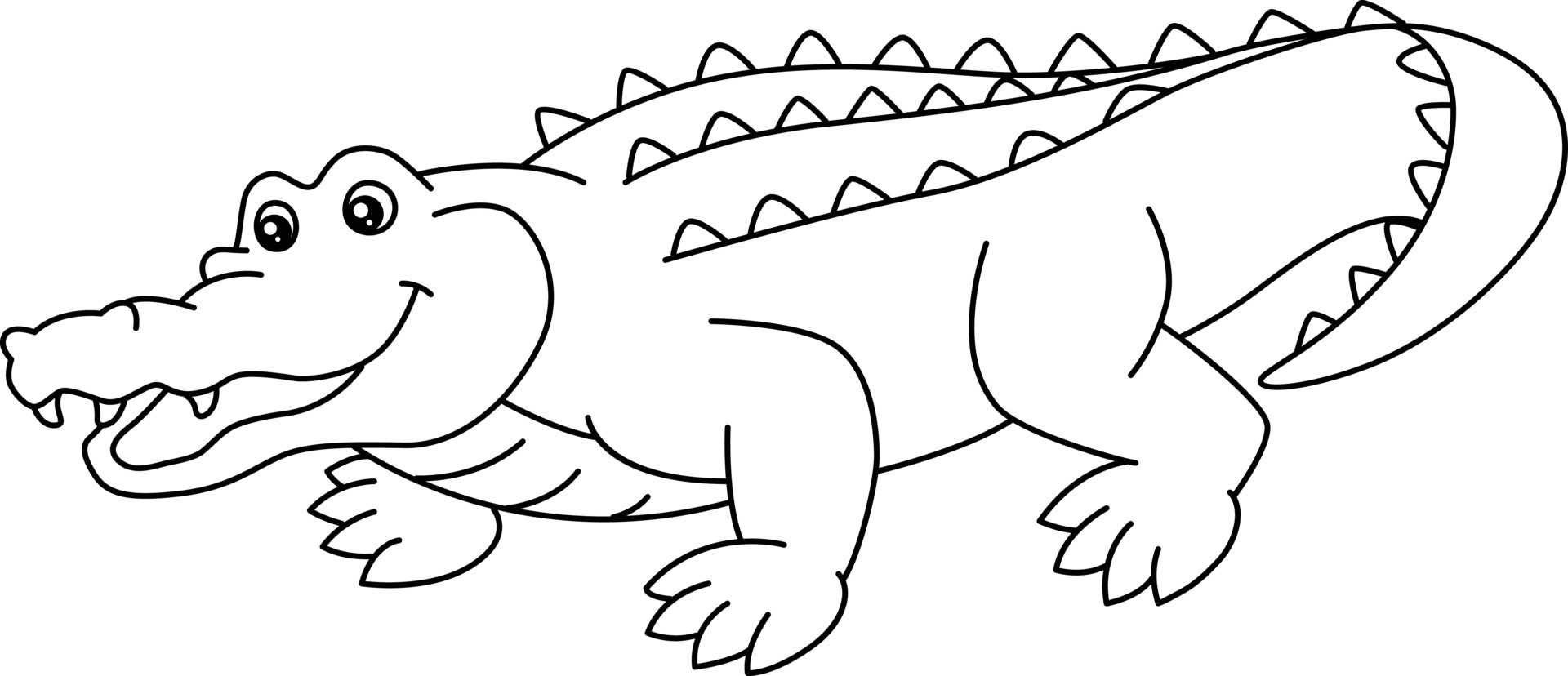Crocodile Coloring Page Isolated for Kids 21 Vector Art at ...