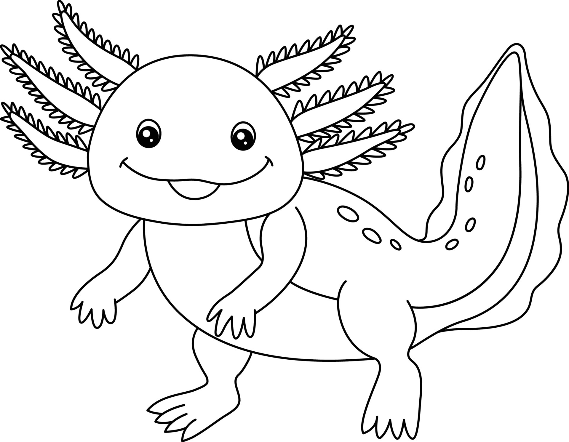 Axolotl Coloring Page Isolated for Kids 20 Vector Art at Vecteezy