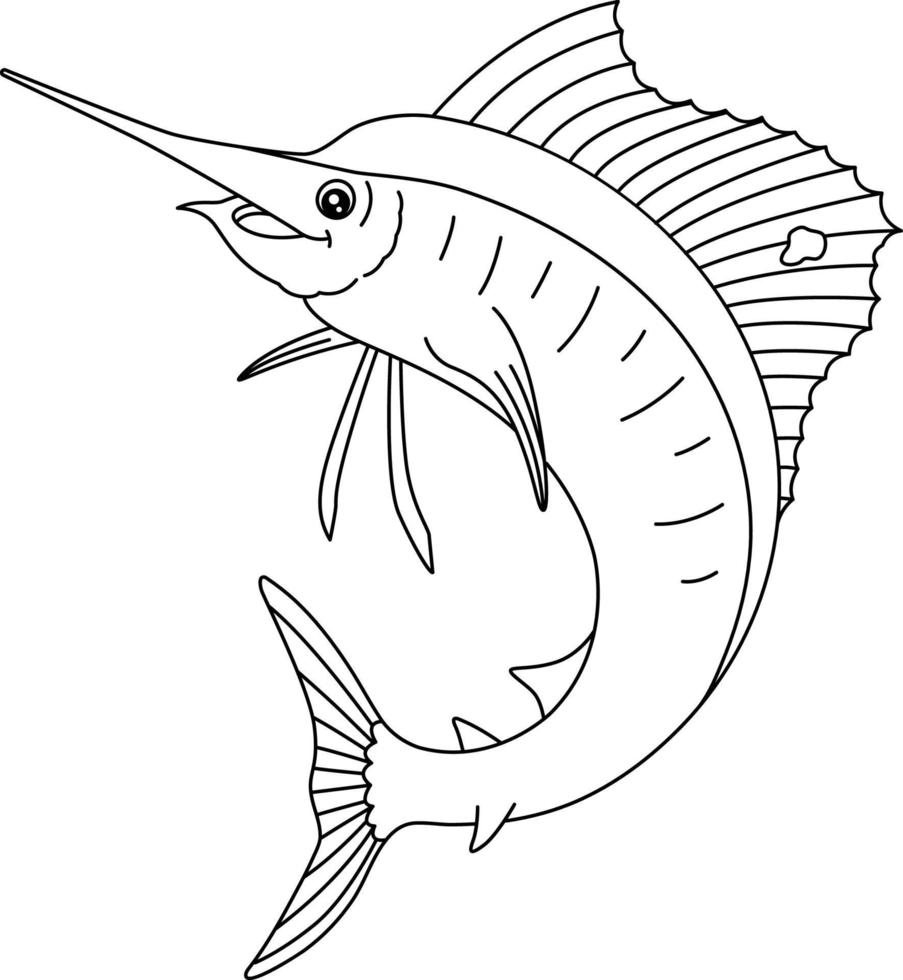 Sailfish Coloring Page Isolated for Kids vector