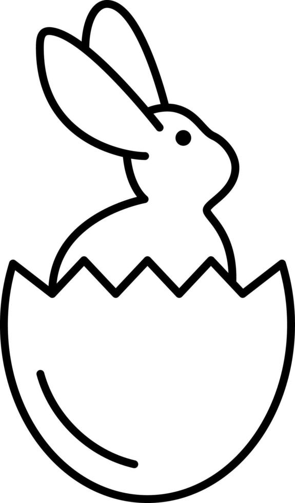 conejo en vector de icono de contorno de huevo de Pascua