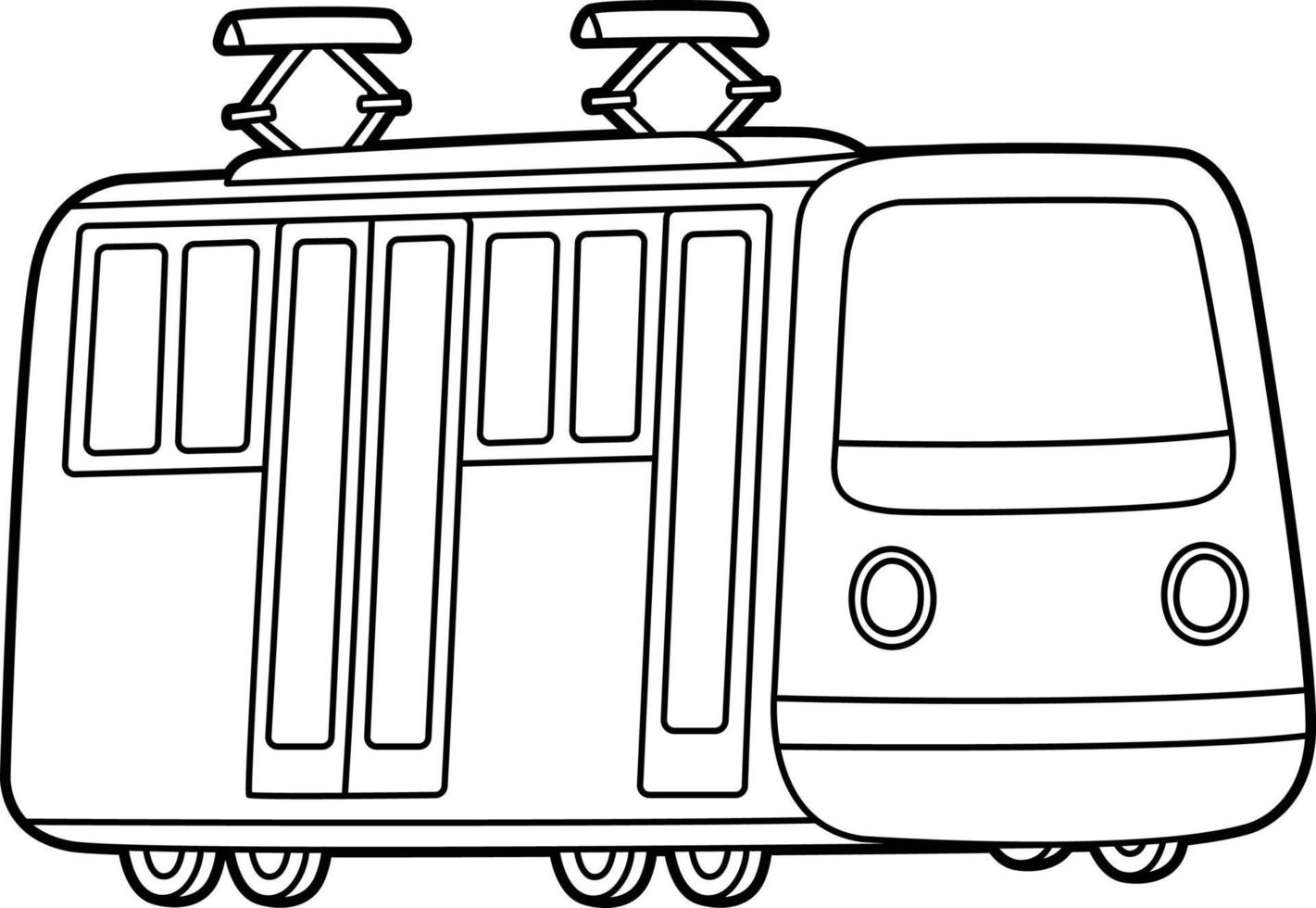 Tram Coloring Page Isolated for Kids vector