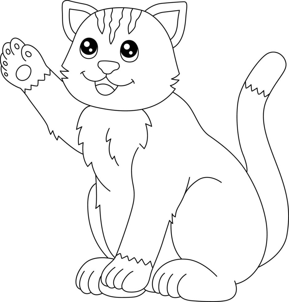 Cat Coloring Page Isolated for Kids vector