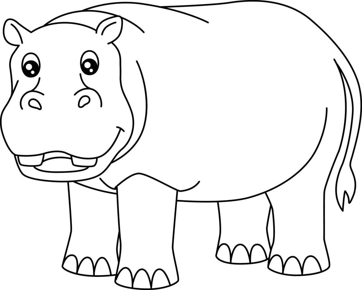 Hippo Coloring Page Isolated for Kids vector