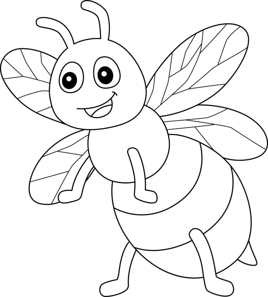 Bee Coloring Page Isolated for Kids vector