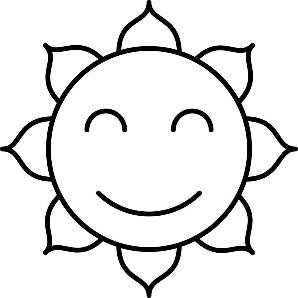 Smiling Sun Outline Icon Vector