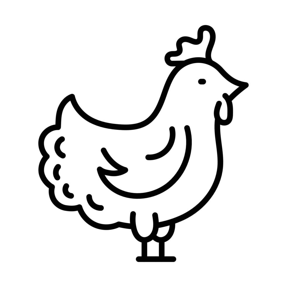 Chicken Outline Icon Animal Vector