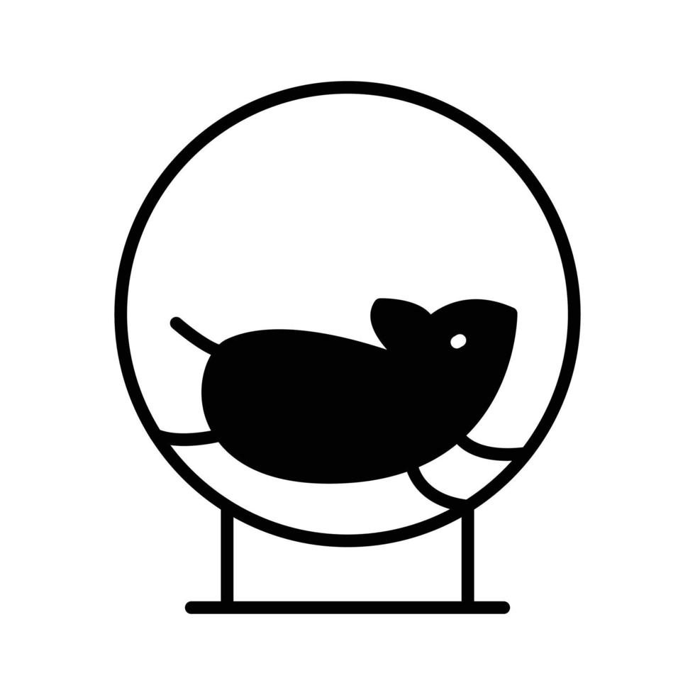 Hamster In A Wheel Glyph Icon Animal Vector