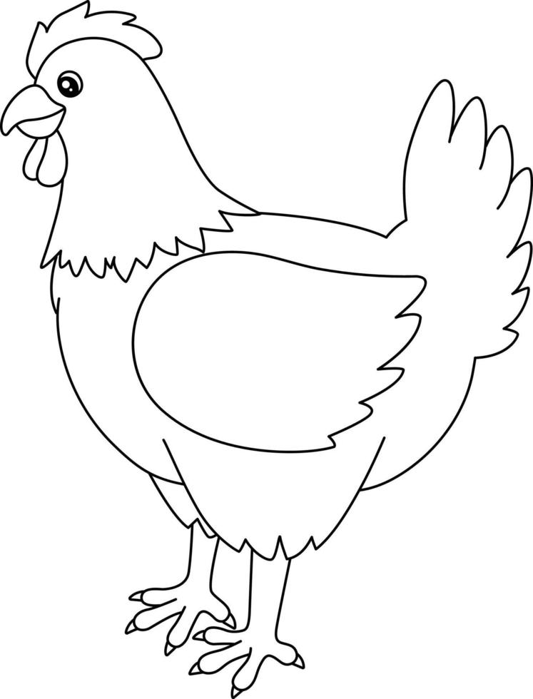 Chicken Coloring Page Isolated for Kids vector