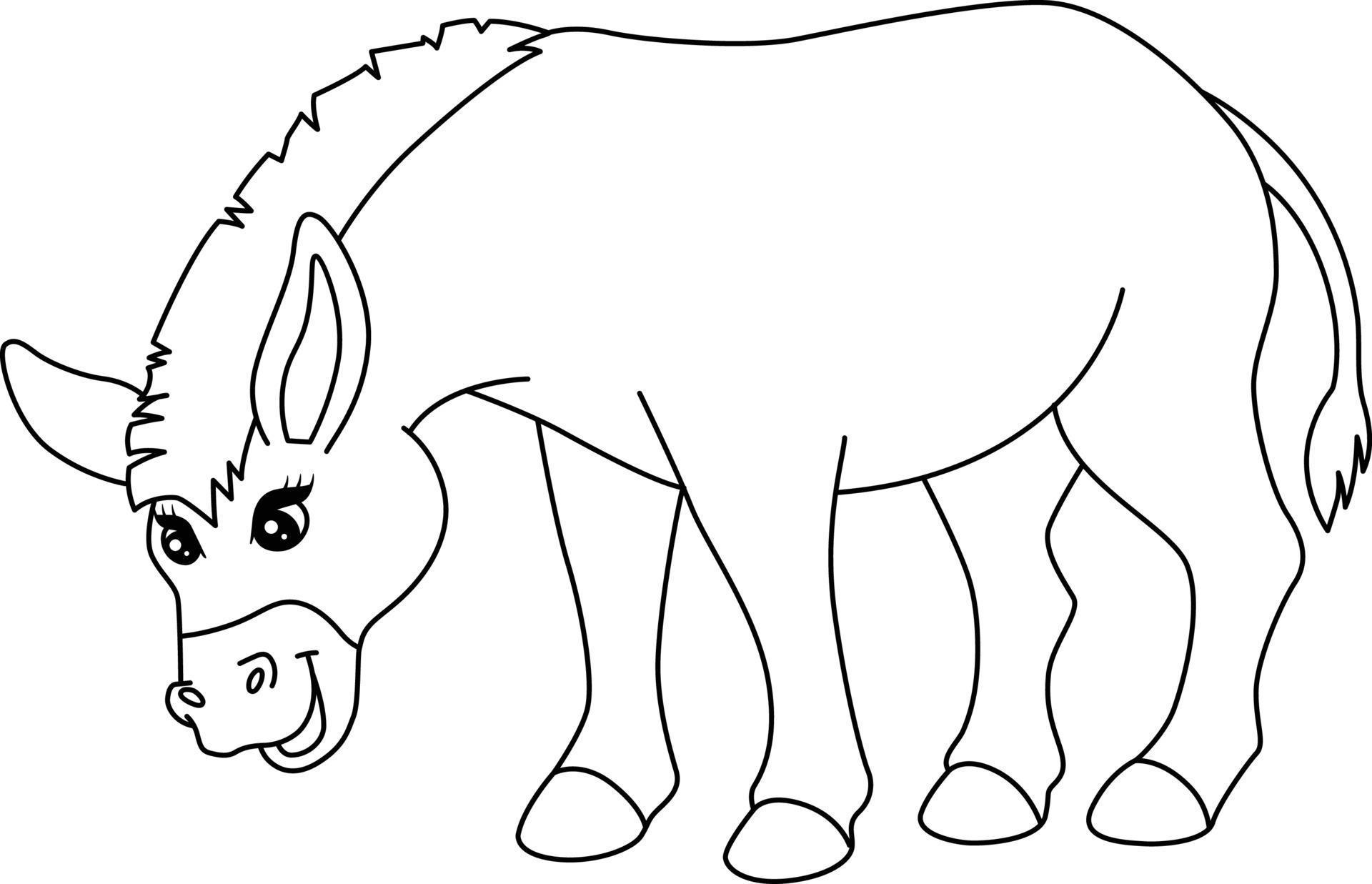 Donkey Coloring Page Isolated for Kids 5163071 Vector Art at Vecteezy