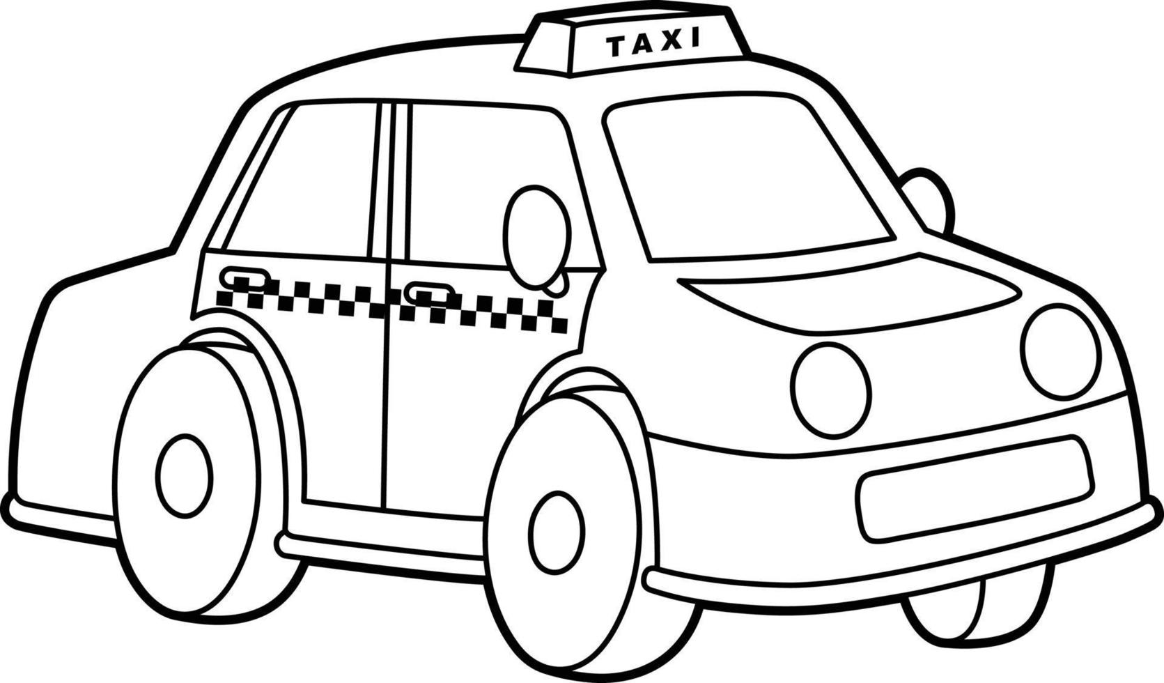 Taxi Coloring Page Isolated for Kids vector