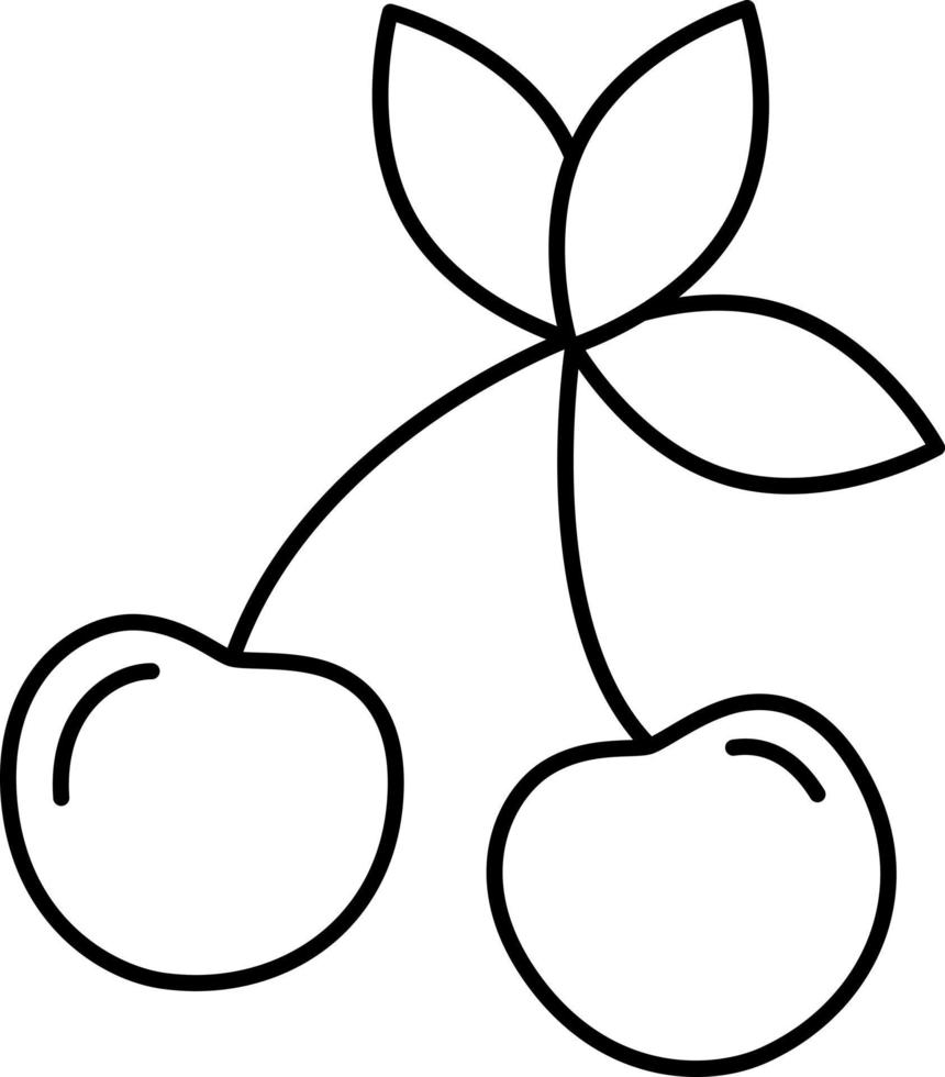 vector de fruta de icono de contorno de cereza