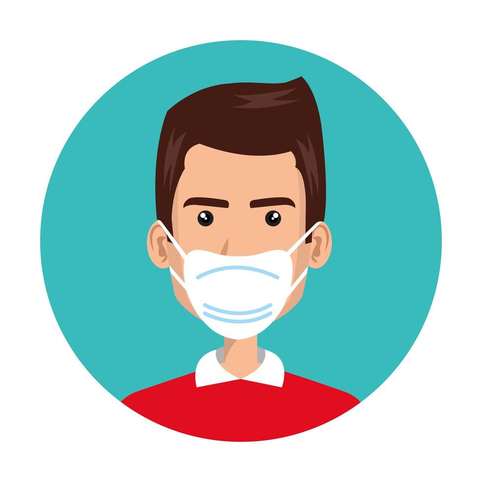 man using face mask isolated icon vector