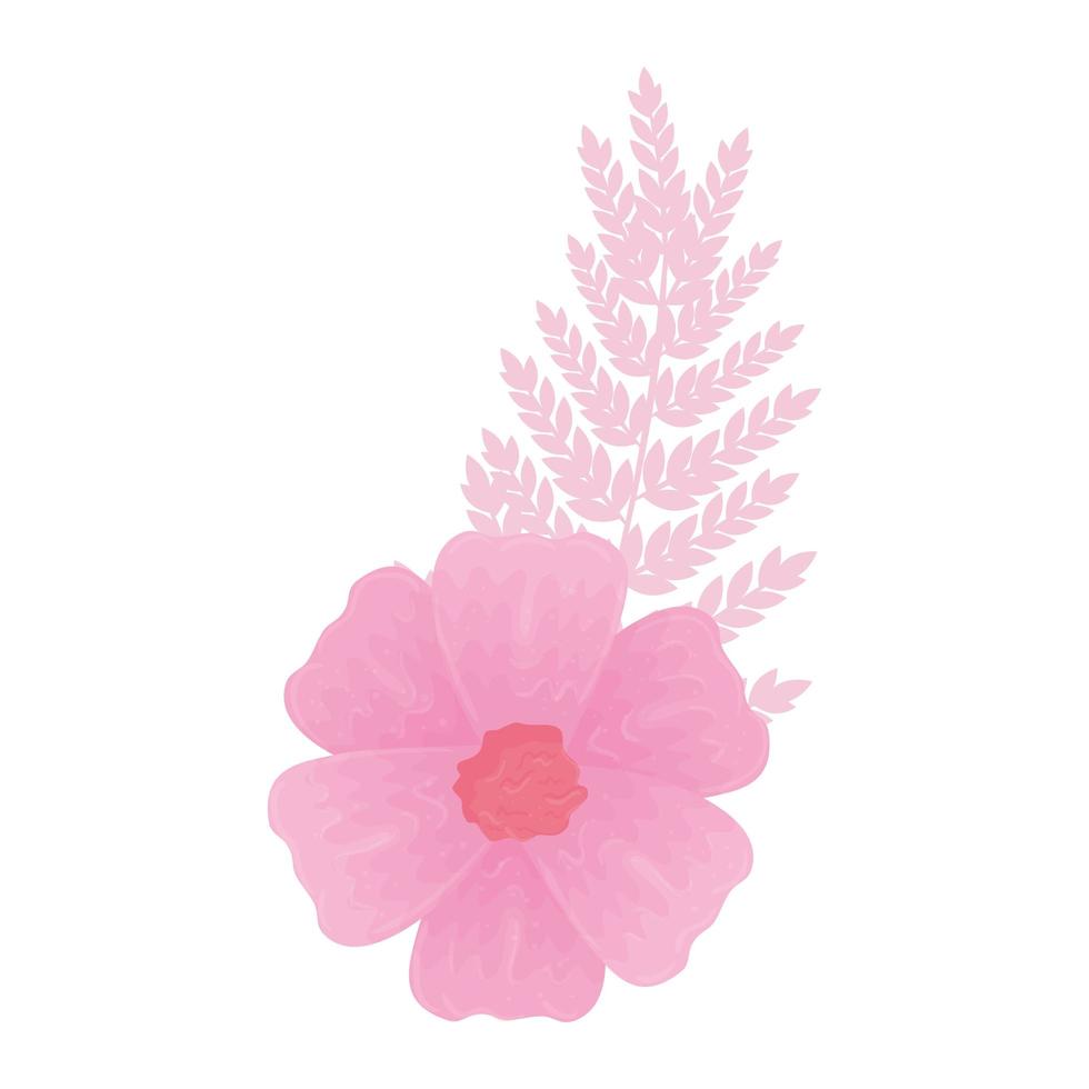 flower pink color pastel with branch and leaves , nature concept vector