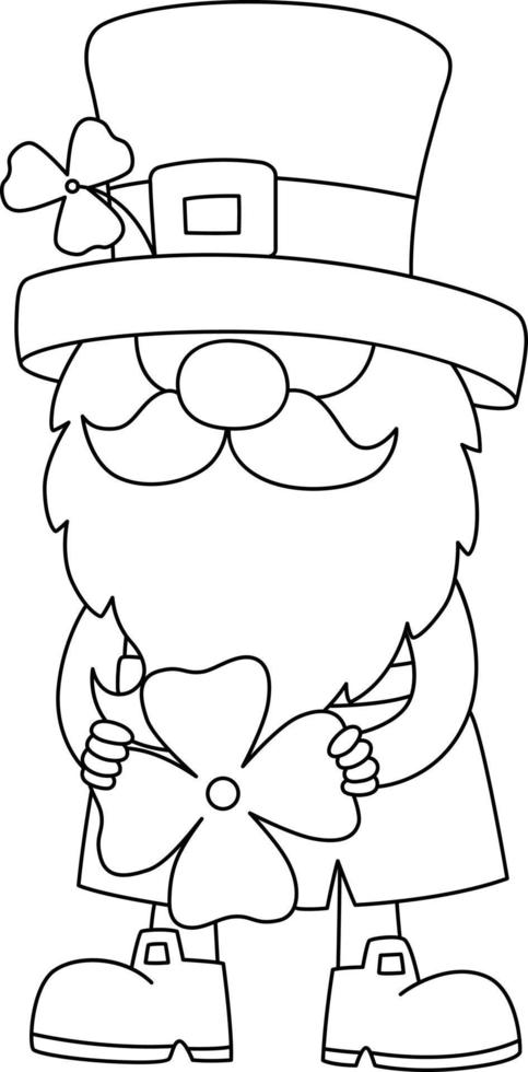 St. Patricks Day Gnome Coloring Page for Kids vector