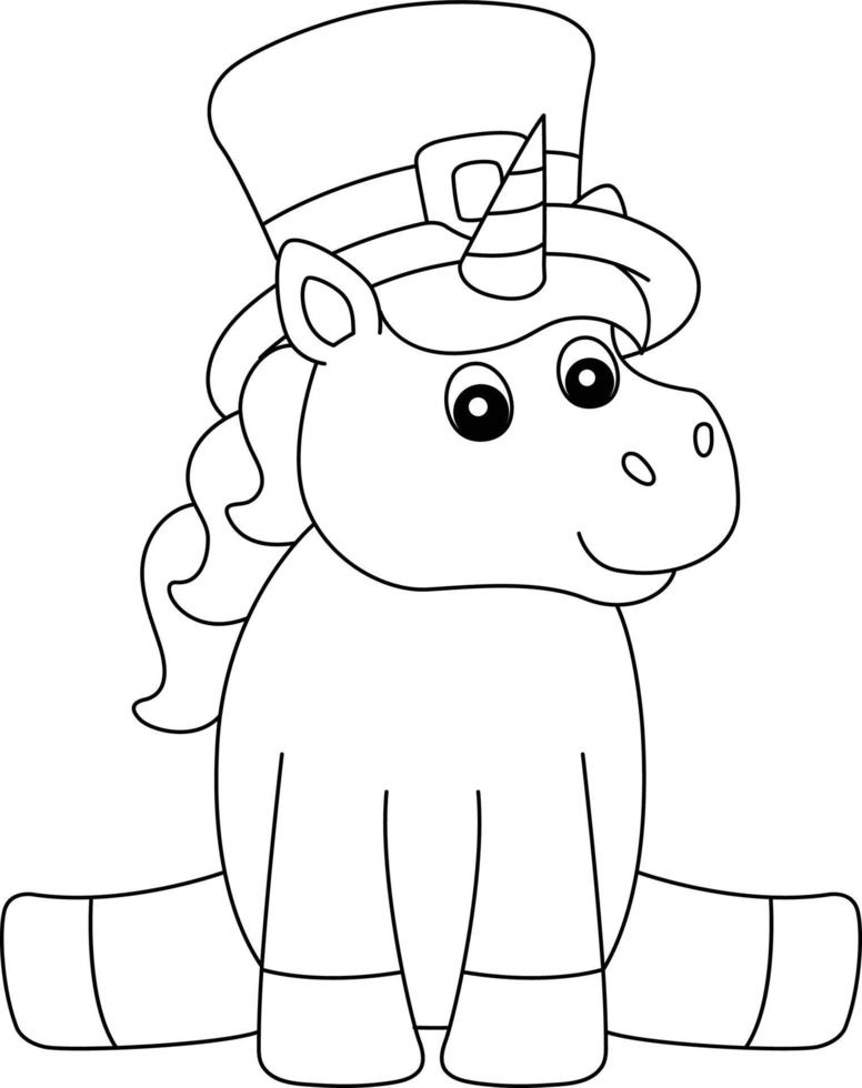 St. Patrick Day Unicorn Coloring Page for Kids vector