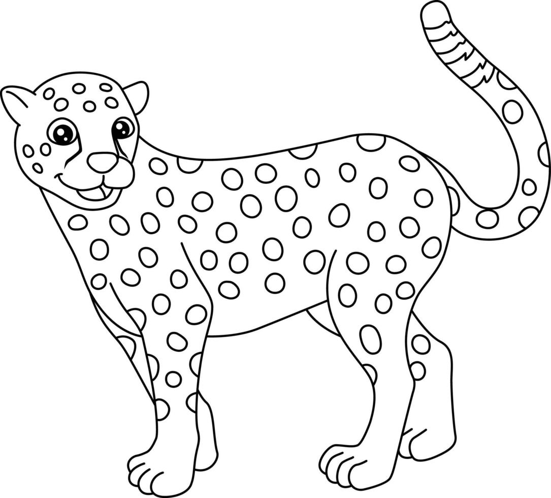 Cheetah Coloring Page Isolated for Kids vector