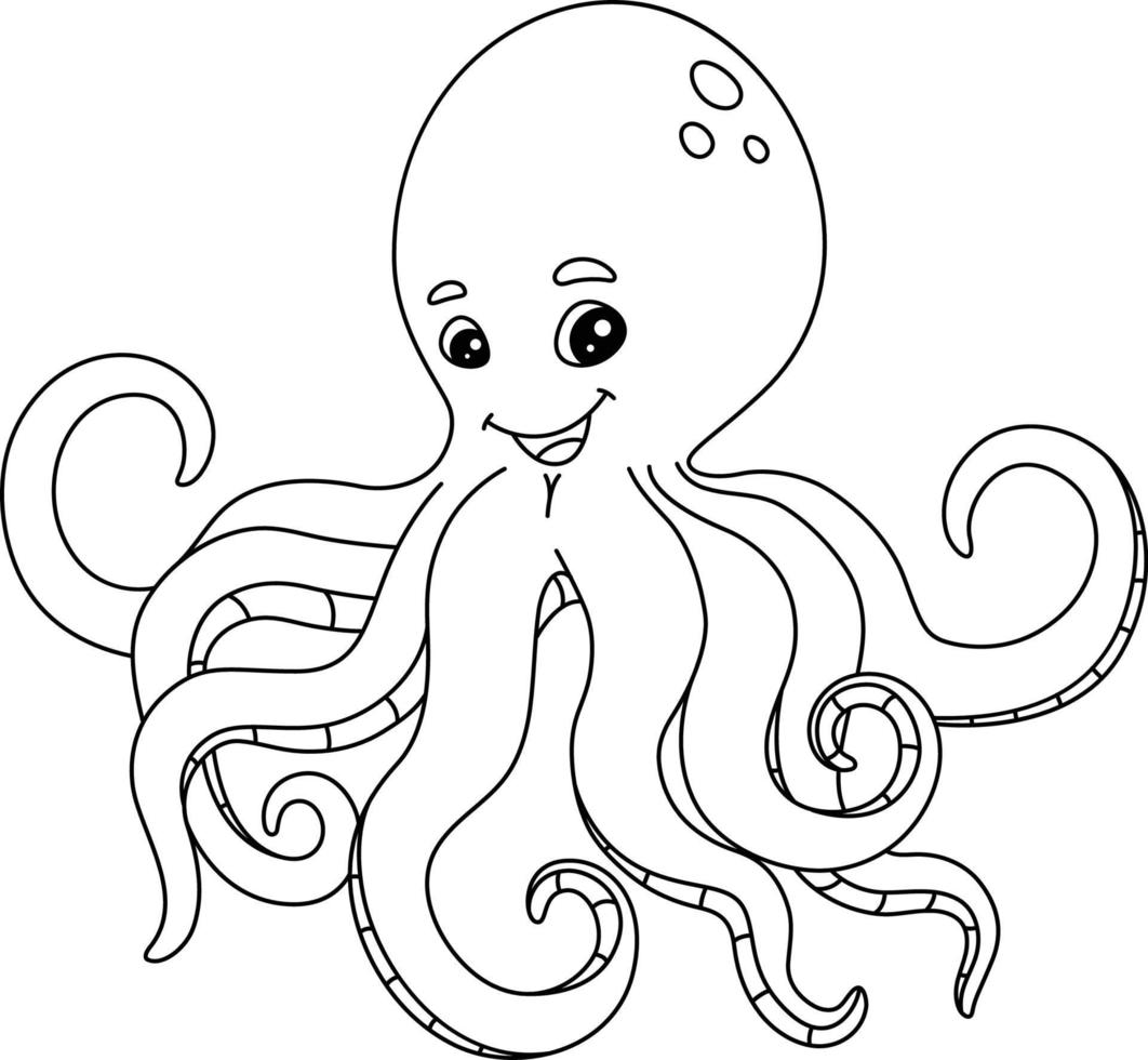 Octopus Coloring Page Isolated for Kids vector