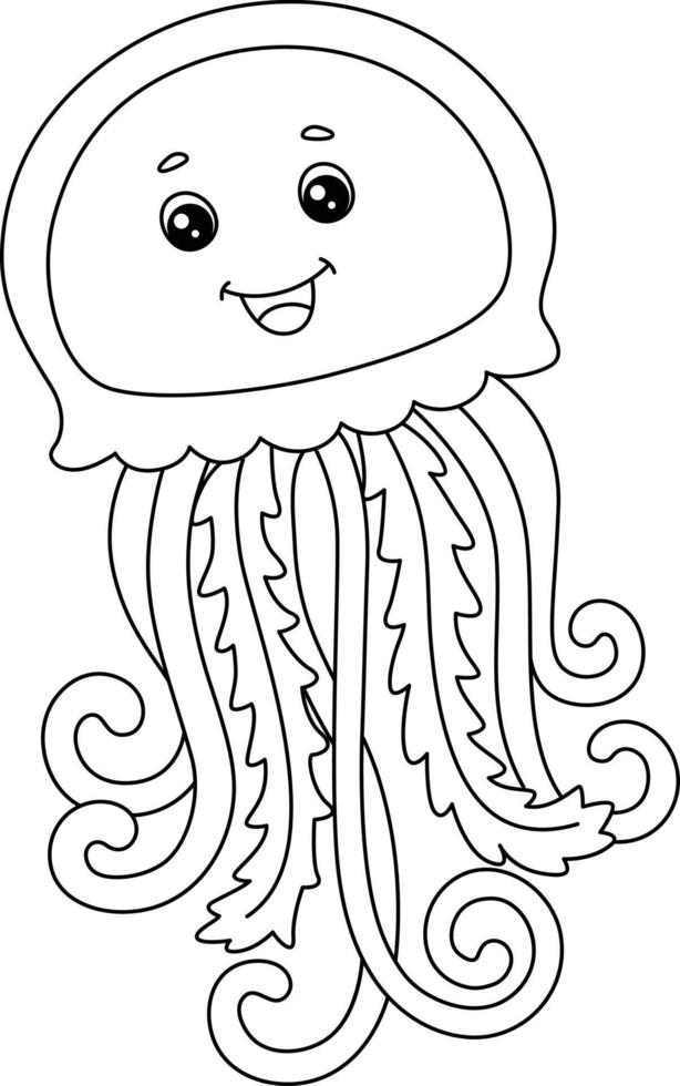 Jellyfish Coloring Page Isolated for Kids vector