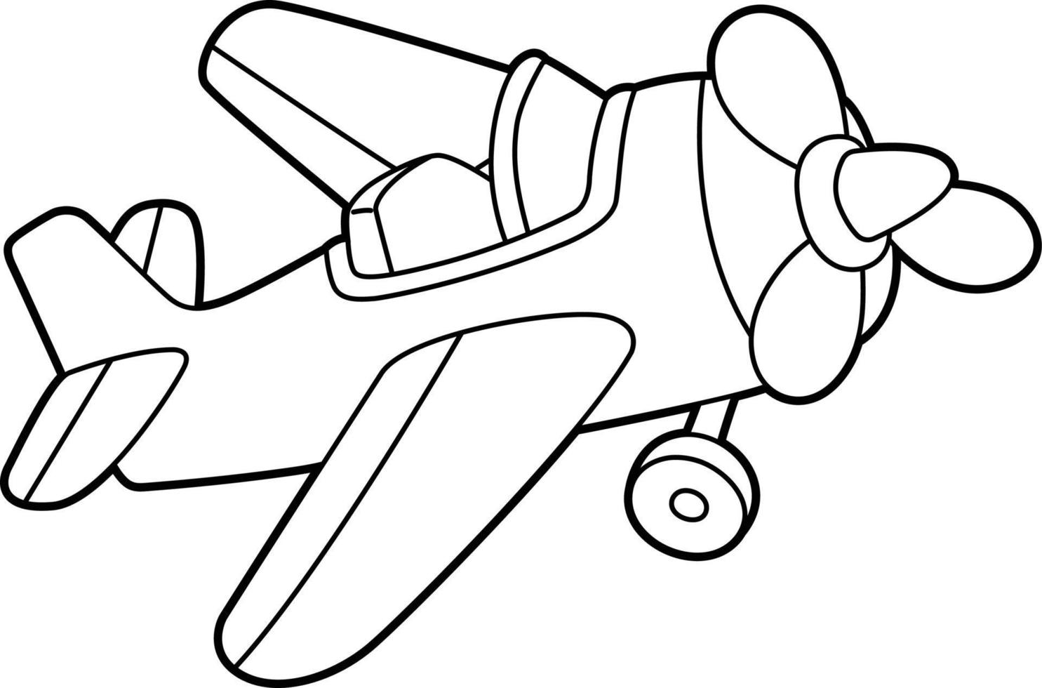 Propeller Plane Coloring Page Isolated for Kids 18 Vector Art ...