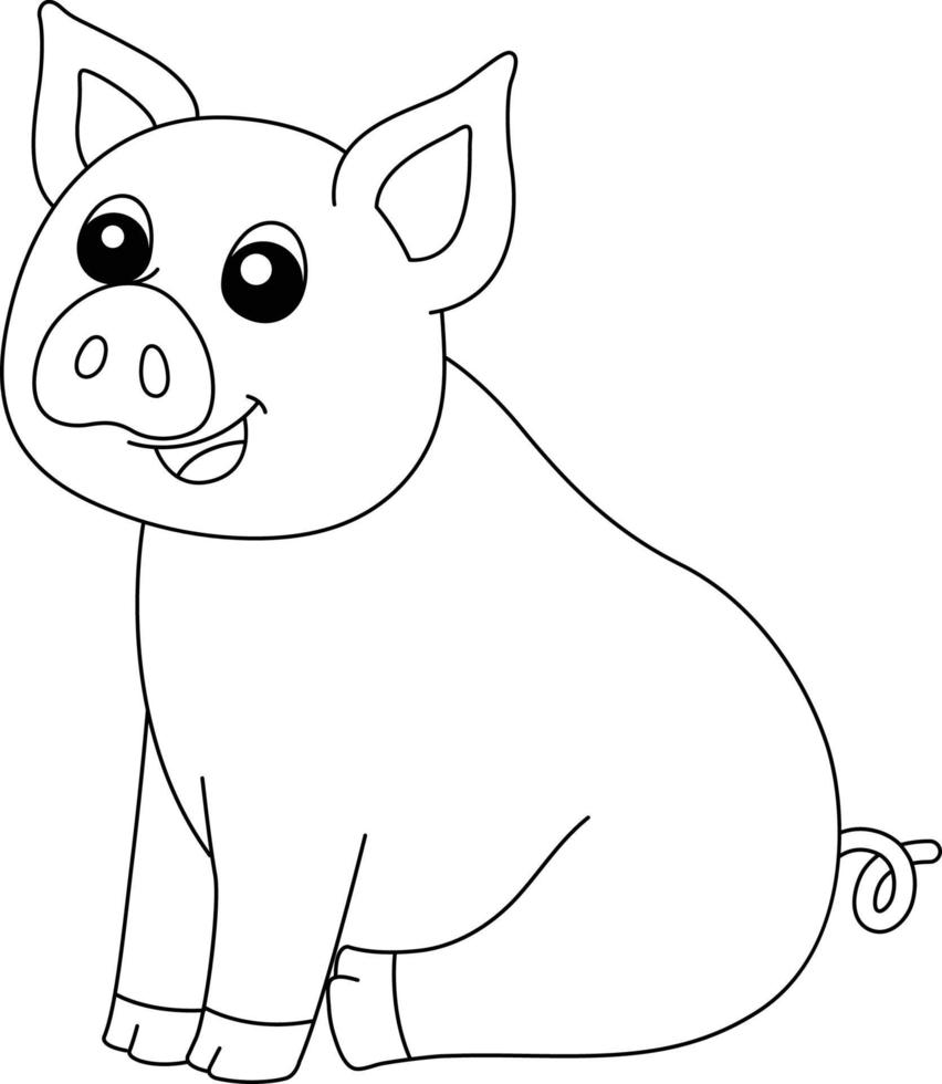 Pig Coloring Page Isolated for Kids vector