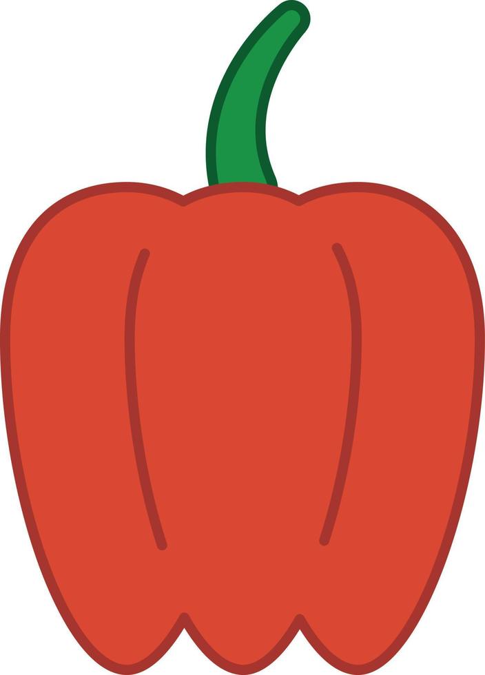 Bell Pepper Filled Outline Icon Vegetable Vector