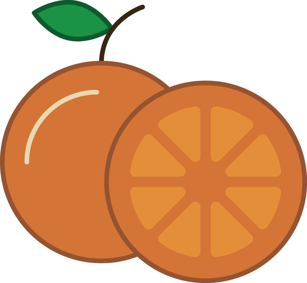 vector de fruta de icono de contorno lleno de naranja