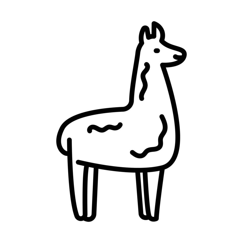 vector de animal de icono de contorno de llama