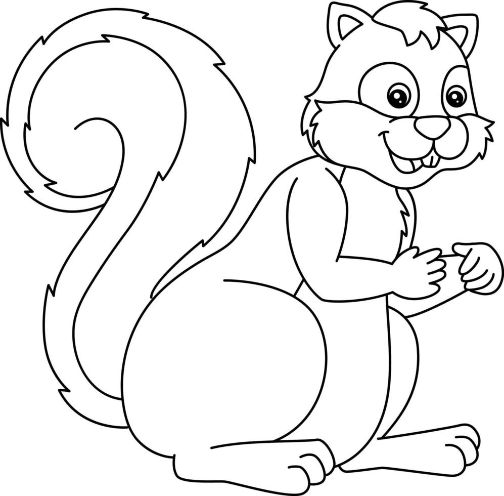 Squirrel Coloring Page Isolated for Kids vector