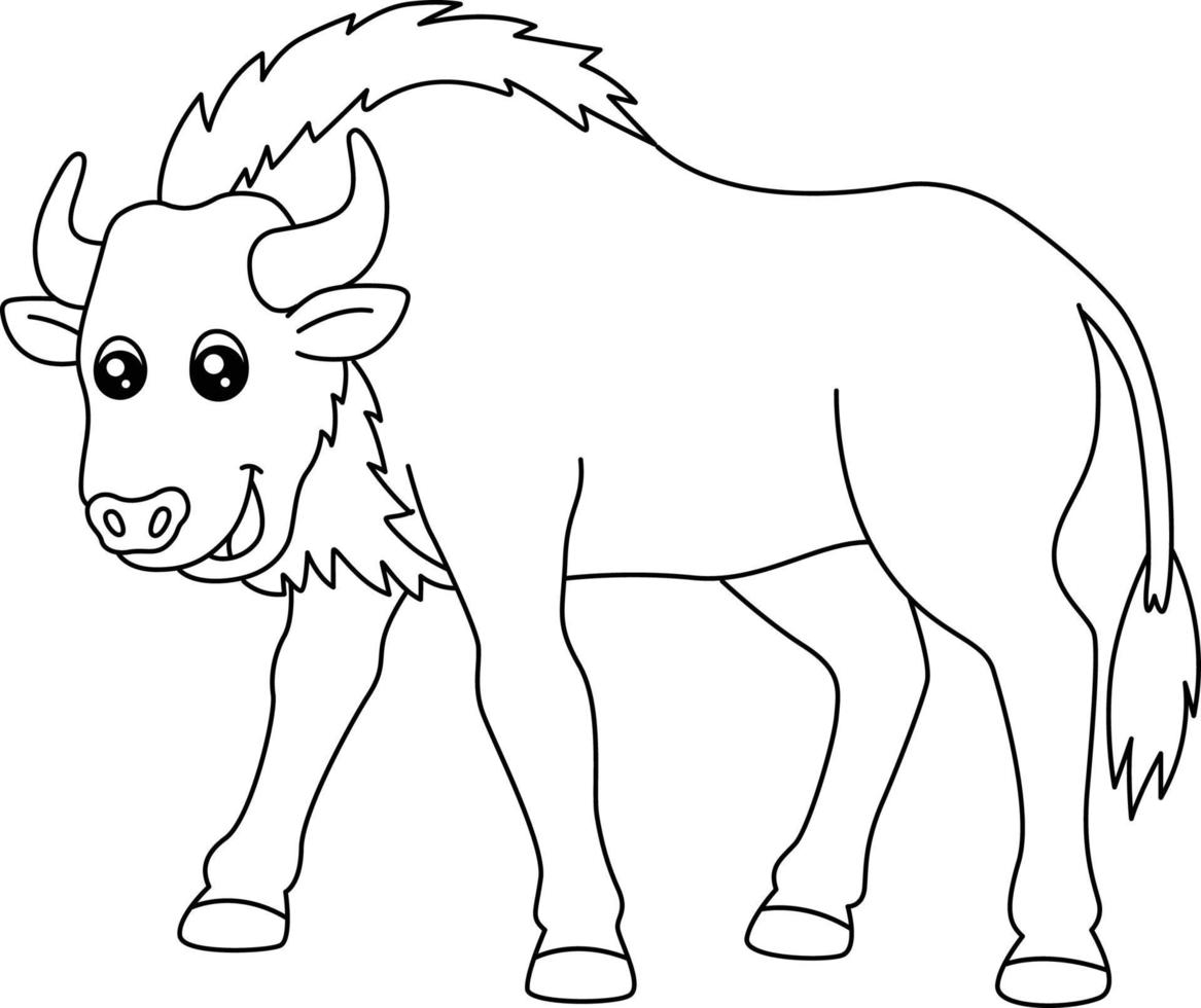 Wildebeest Coloring Page Isolated for Kids vector
