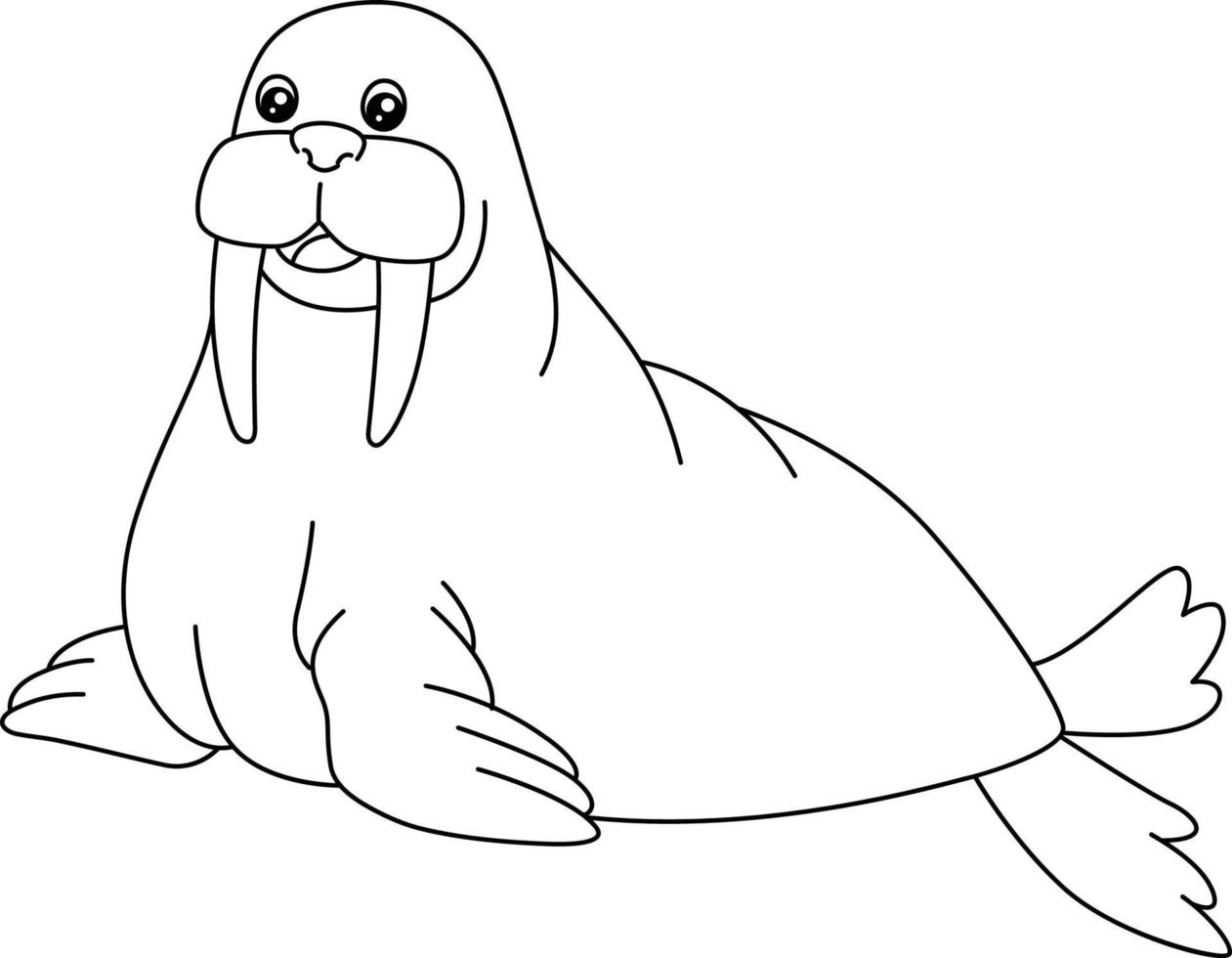 Walrus Coloring Page Isolated for Kids vector