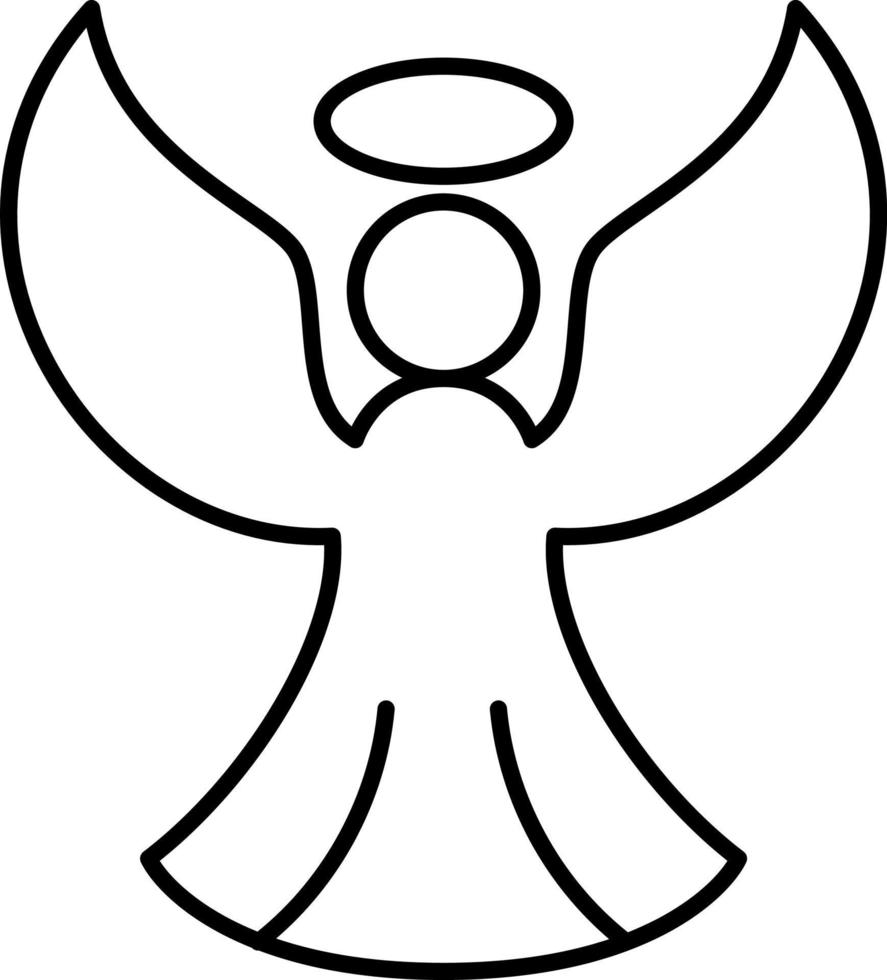 ángel con vector de icono de contorno de signo sagrado