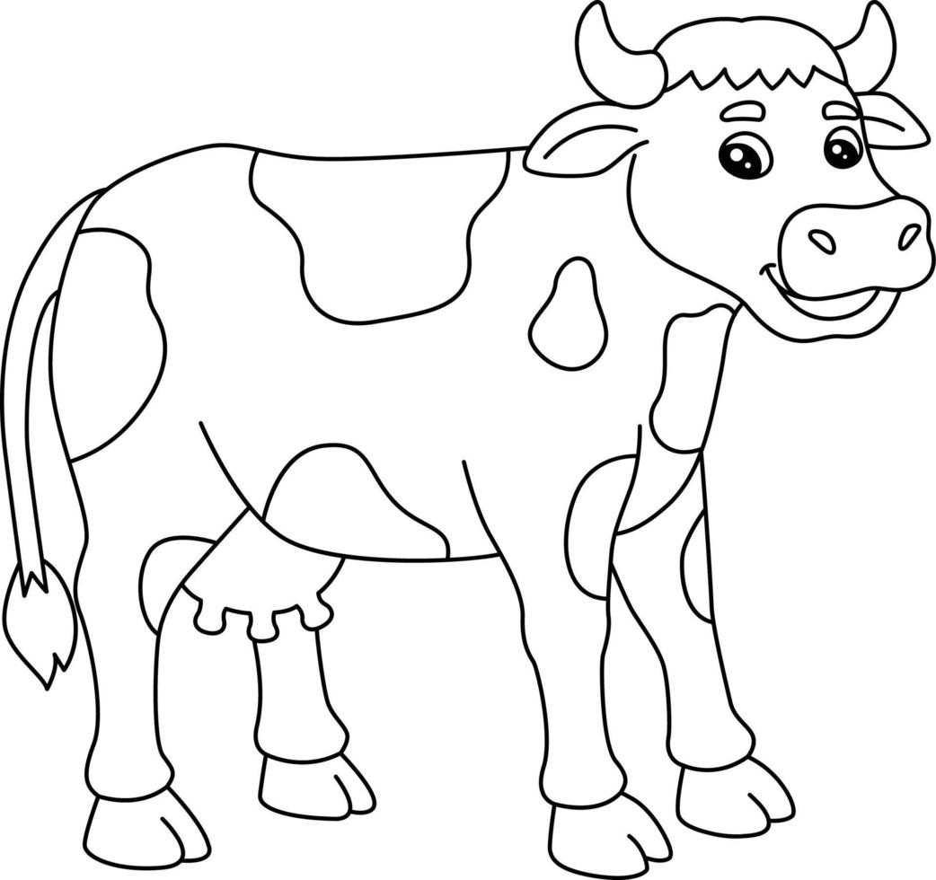 vaca para colorear página aislada para niños vector