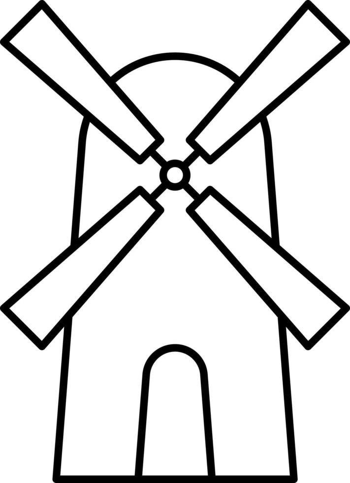 Windmill Turbine Outline Icon Vector
