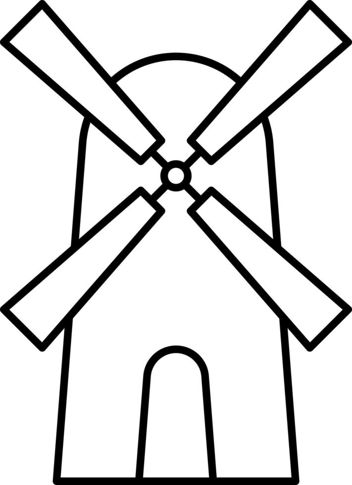 Windmill Turbine Outline Icon Vector