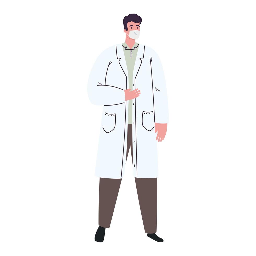 Male doctor with medical mask vector design