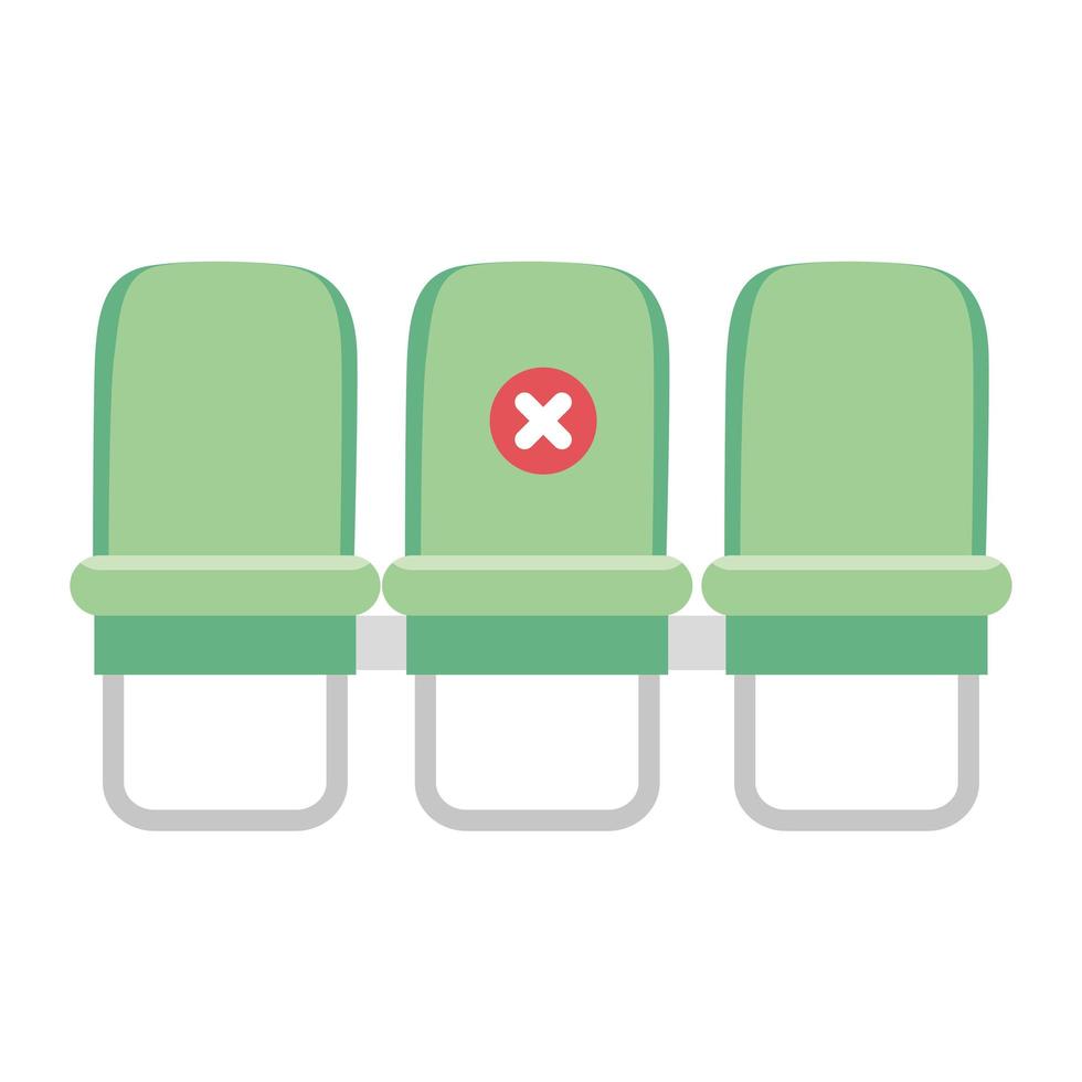 social distance concept, keep spaced between each chairs, increasing physical space between people to avoid spreading of coronavirus covid 19 vector