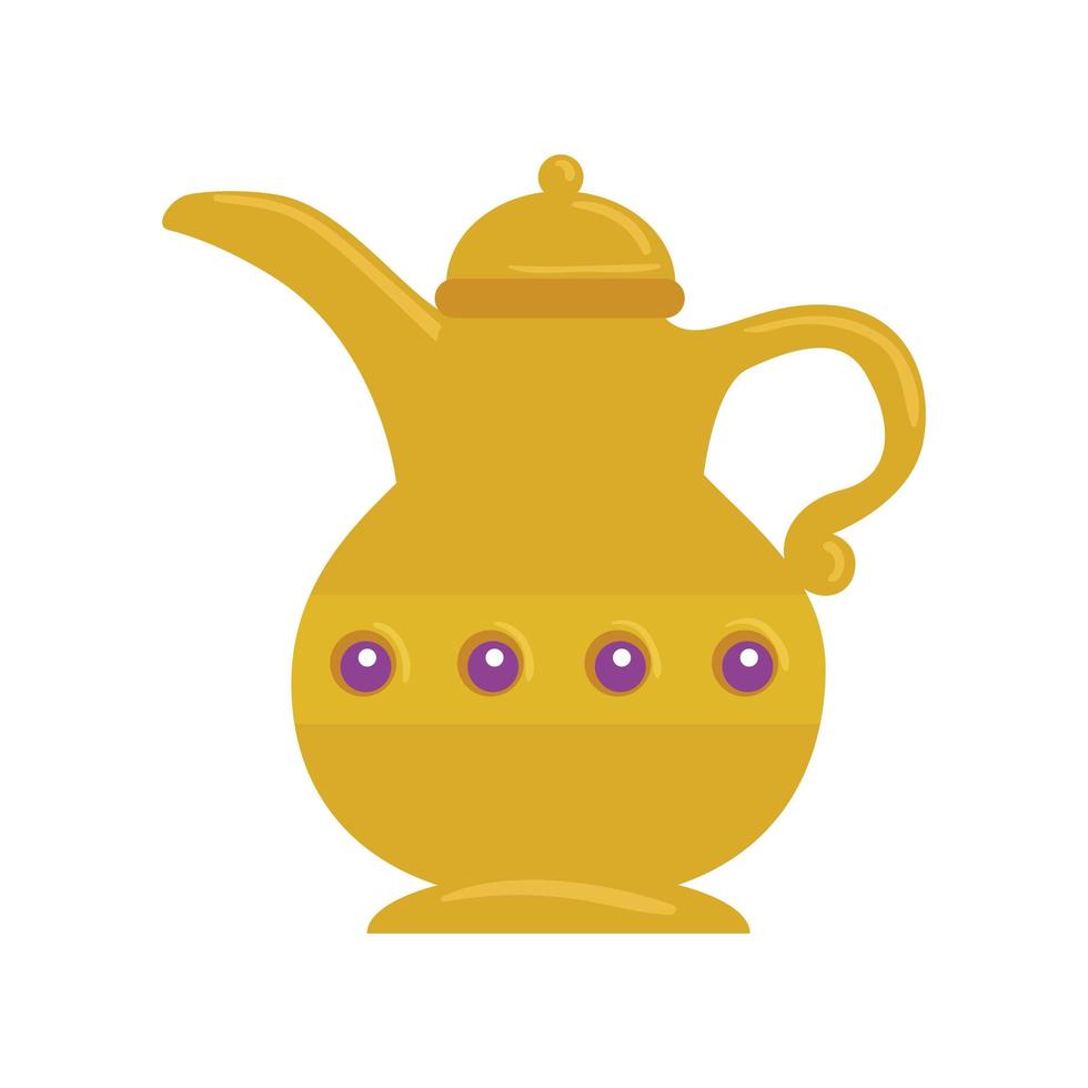 golden arabian teapot , arabic culture heritage on white background vector